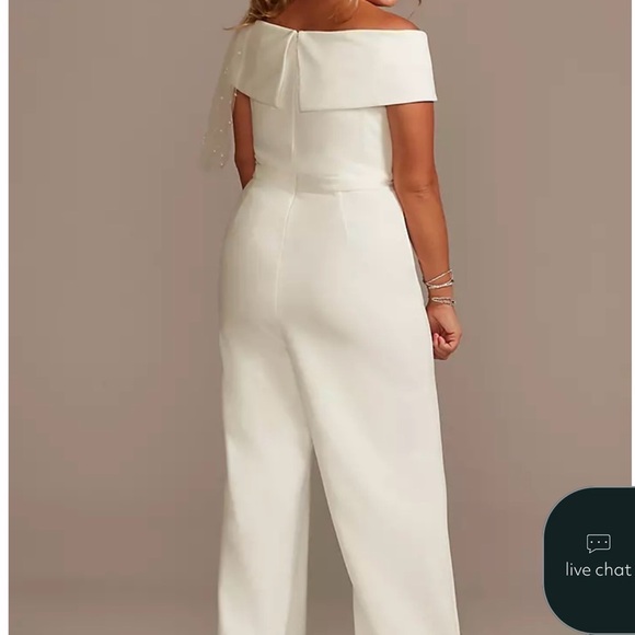 David's Bridal Off-Shoulder White Jumpsuit - Picture 2 of 4